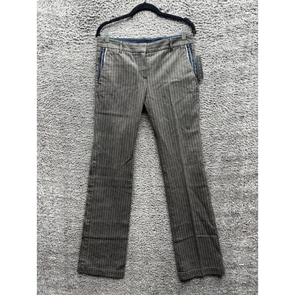 NWT Theory Pinstripe Tailored Straight Trousers Dress Pants Gray Womens Size 1